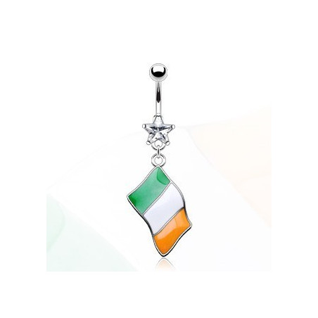 Piercing nombril acier chirurgical pendentif drapeau pay Irlande