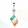 Piercing nombril acier chirurgical pendentif drapeau pay Irlande