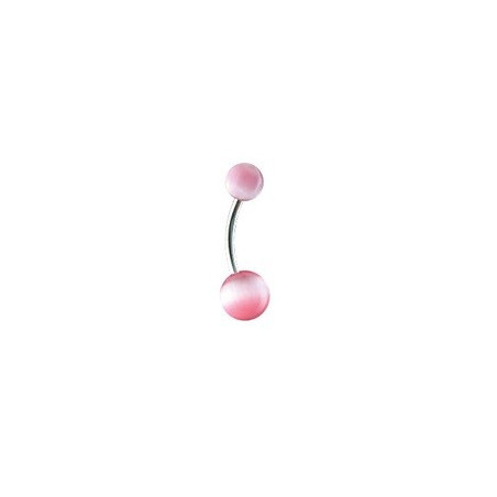 Piercing nombril Oeil de Chat couleur rose