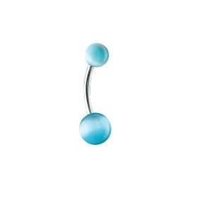 Piercing nombril Oeil de Chat couleur bleu turquoise