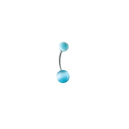 Piercing nombril Oeil de Chat couleur bleu turquoise