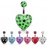 Piercing nombril barre acier chirurgical motif coeur couleur fluo motif imprimé étoile