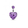 Piercing nombril barre acier chirurgical motif coeur couleur violet motif imprimé étoile