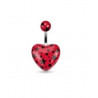 Piercing nombril barre acier chirurgical motif coeur couleur rouge motif imprimé étoile