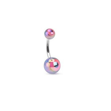 Piercing nombril berre en cier chirurgical motif bille en forme d oeil de couleur bleu