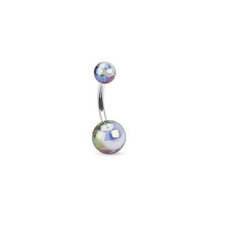 Piercing nombril berre en cier chirurgical motif bille en forme d oeil de couleur noir