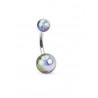 Piercing nombril berre en cier chirurgical motif bille en forme d oeil de couleur noir