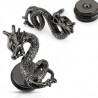 Faux piercing oreille imitation plug motif Dragon acier couleur noir