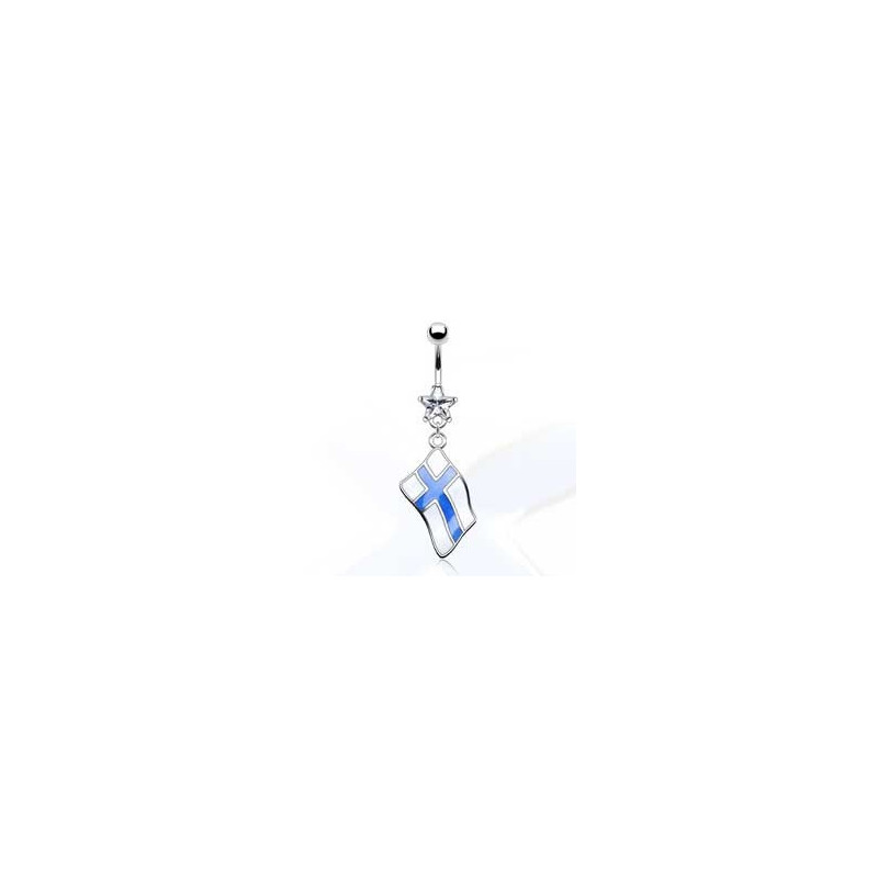 Piercing nombril acier chirurgical pendentif drapeau pay de la Finlande