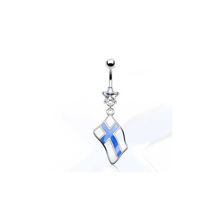 Piercing nombril acier chirurgical pendentif drapeau pay de la Finlande