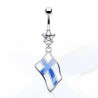 Piercing nombril acier chirurgical pendentif drapeau pay de la Finlande