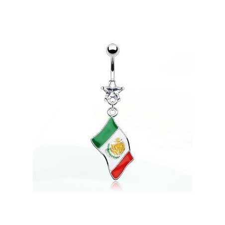 Piercing nombril pendant drapeau pay Méxique
