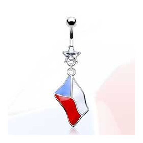 Piercing nombril pendentif drapeau République Tchèque