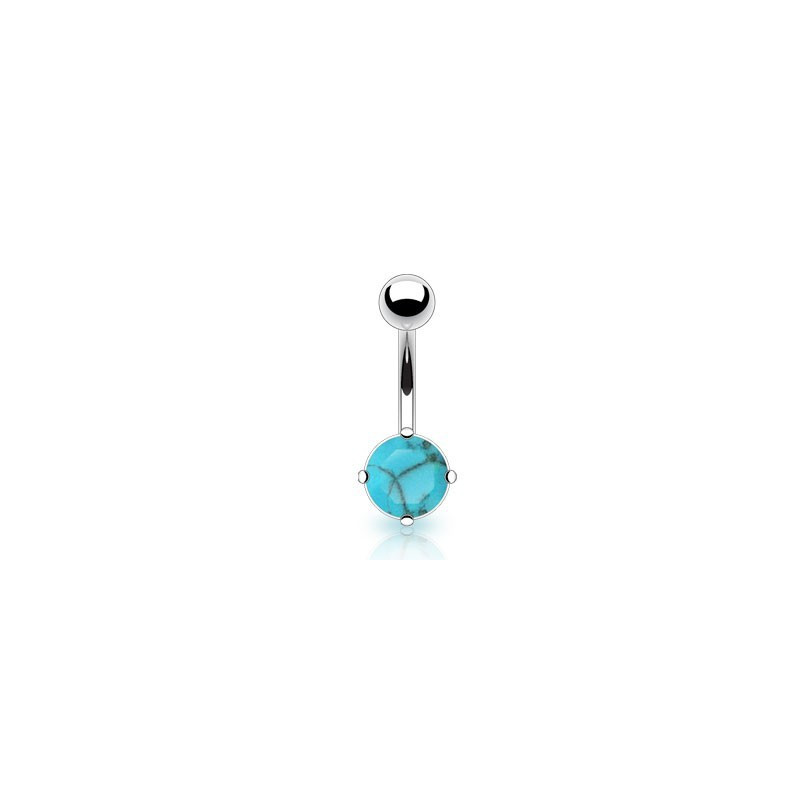 Piercing nombril pierre naturel semi-précieuse turquoise discret griffée Piercing nombril pierre naturel semi-précieuse turquoise discret griffée