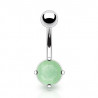 Piercing nombril acier chirurgical Pierre naturel semi-précieuse Jade véritable