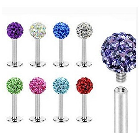 Labret/Tragus/Helix Piercing Aus Chirurgenstahl Mit 5 Weißen Kristallen