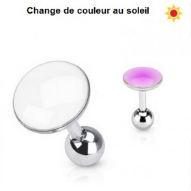 Piercing oreille réactif au soleil couleur rose interchangeable pour piercing hélix, tragus et cartilage