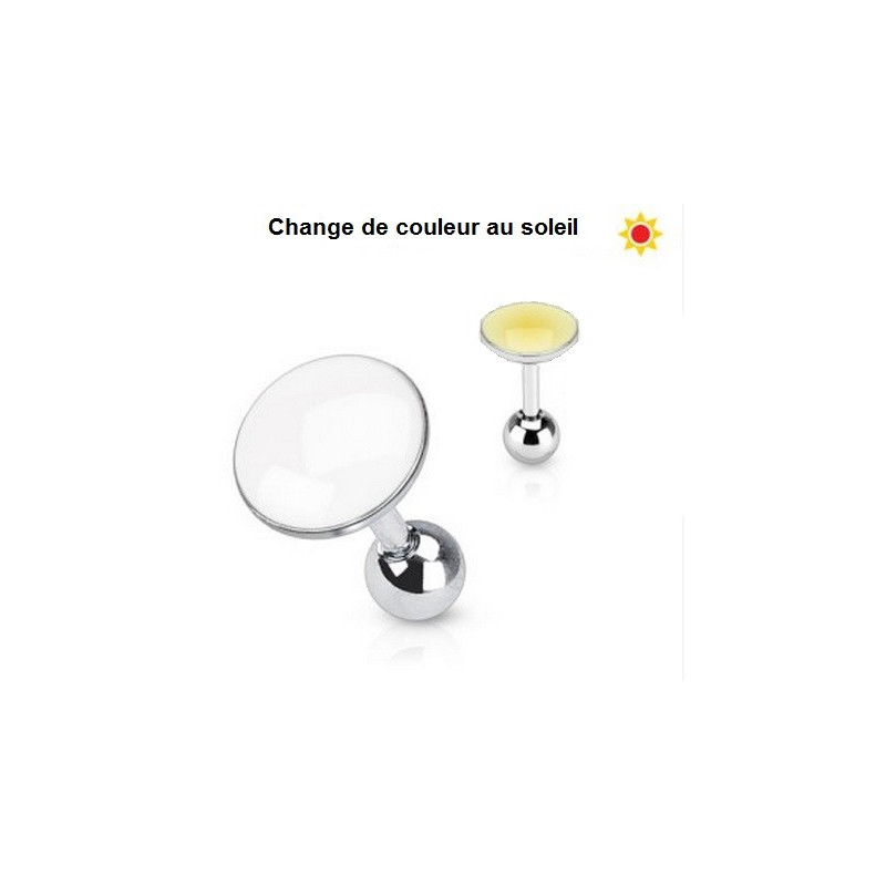 Piercing oreille réactif au soleil couleur jaune interchangeable pour piercing hélix, tragus et cartilage