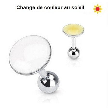 Piercing oreille réactif au soleil couleur jaune interchangeable pour piercing hélix, tragus et cartilage