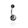 Piercing multicristaux couleur blanc blackline en acier chirurgical noir