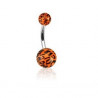Piercing nombril bille orange Fluo motif léopard barre en acier chirurgical