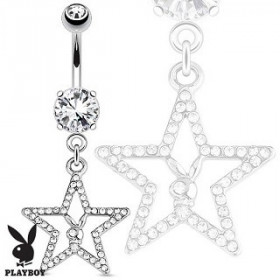 Piercing nombril pendentif marque Playboy motif étoile cristal blanc