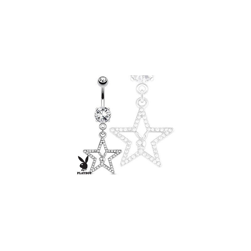 Piercing nombril pendentif marque Playboy motif étoile cristal blanc