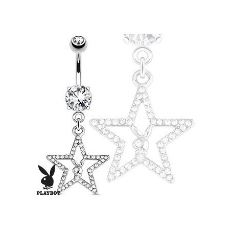 Piercing nombril pendentif marque Playboy motif étoile cristal blanc