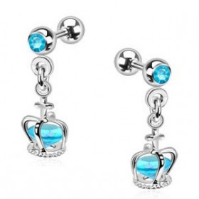 Piercing oreille tragus hélix et cartilage pendentif couronne cristal bleu turquoise piercing princesse