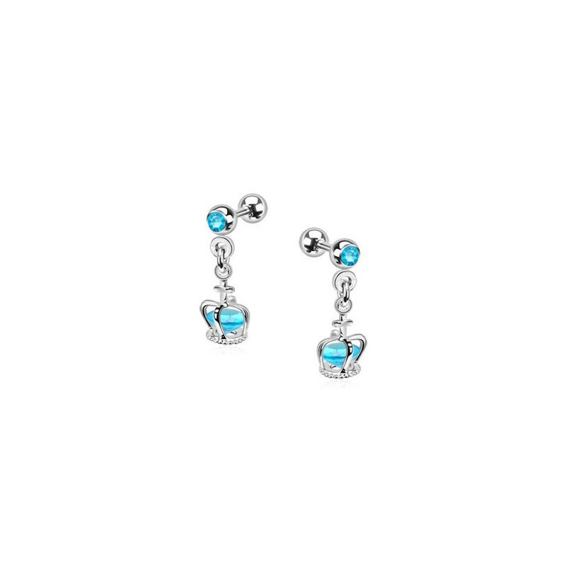 Piercing oreille tragus hélix et cartilage pendentif couronne cristal bleu turquoise piercing princesse