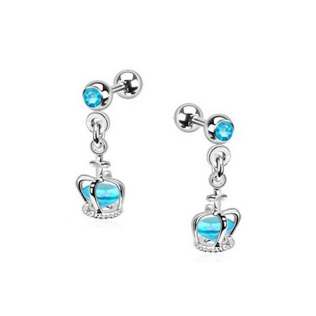 Piercing oreille tragus hélix et cartilage pendentif couronne cristal bleu turquoise piercing princesse