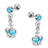 Piercing oreille tragus hélix et cartilage pendentif couronne cristal bleu turquoise piercing princesse