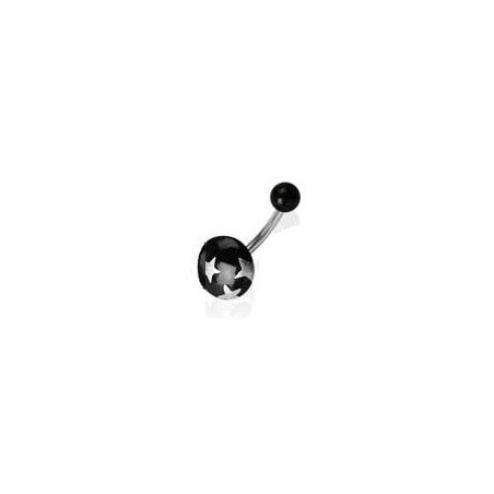 Piercing nombril bille bouton de couleur noir motif étoile