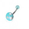 Piercing nombril bille bouton de couleur bleu motif étoile