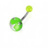 Piercing nombril bille bouton de couleur vert motif étoile