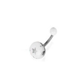 Piercing nombril bille bouton de couleur blanc motif étoile