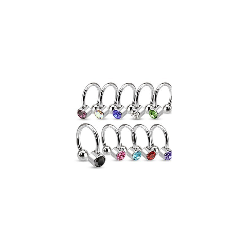 Fer a cheval cristal 1.2mm en acier chirurgical avec oxyde de zirconium de couleur