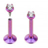 Piercing de lèvre labret Anodisé titane anodisé de couleur violet micro cristal