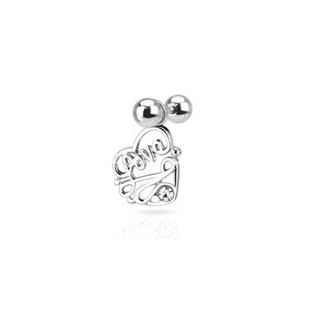 Piercing oreille pendentif love en forme de coeur couleur acier