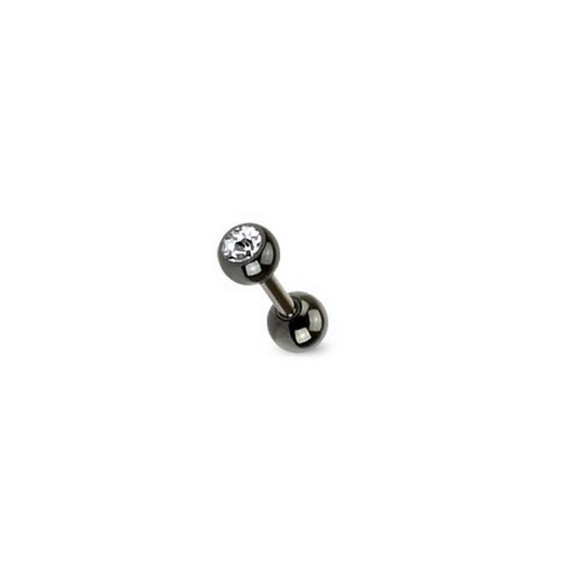 piercing oreille cristal blanc titane anodisé couleur noir blackline