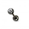 piercing oreille cristal blanc titane anodisé couleur noir blackline