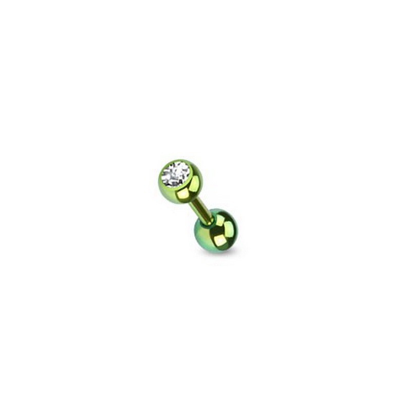 piercing oreille cristal blanc titane anodisé couleur vert