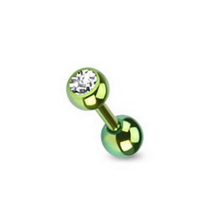 piercing oreille cristal blanc titane anodisé couleur vert