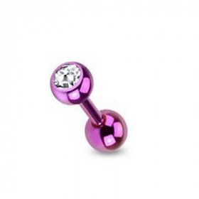 piercing oreille cristal blanc titane anodisé couleur violet