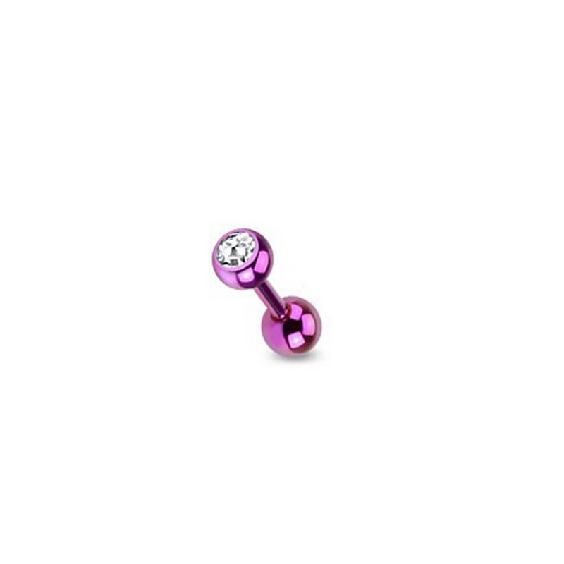 piercing oreille cristal blanc titane anodisé couleur violet