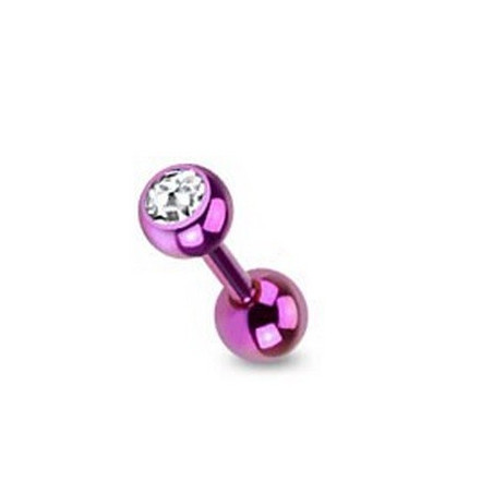 piercing oreille cristal blanc titane anodisé couleur violet