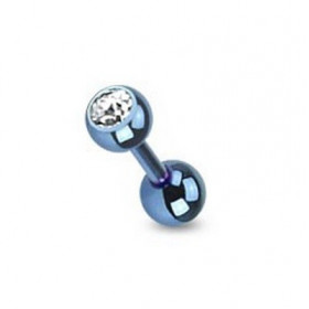 piercing oreille cristal blanc titane anodisé couleur bleu