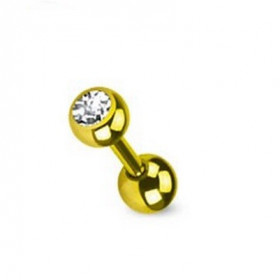 piercing oreille cristal blanc titane doré anodisé couleur or