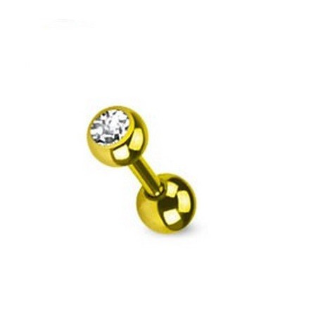 piercing oreille cristal blanc titane doré anodisé couleur or