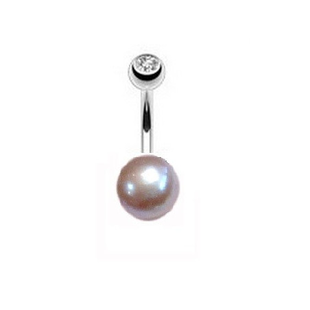 Piercing nombril perle de culture 8 mm bouton Lavande bijoux pour le nombril perle naturel